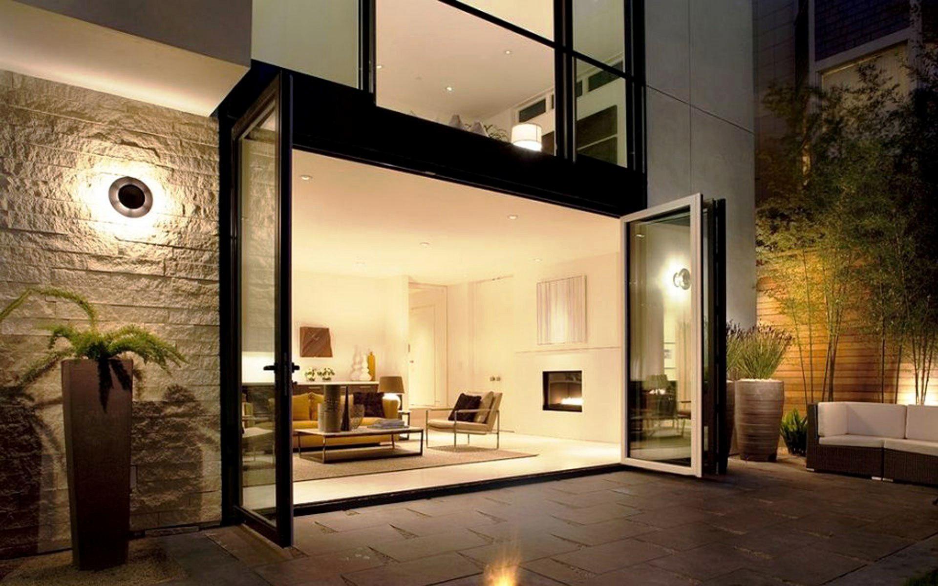 New modern house architecture, Beautiful House outdoor at night