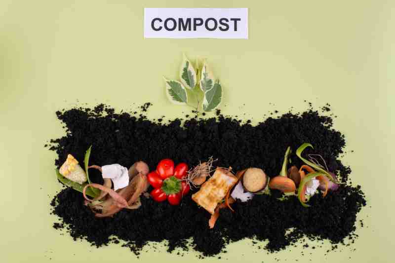 Composting with vegetable scraps and soil, symbolizing improved family well-being and household prosperity.